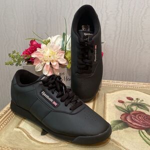 Reebok Classic Princess Ortholite Athletic Tennis Shoes Black Sz 9 Near New